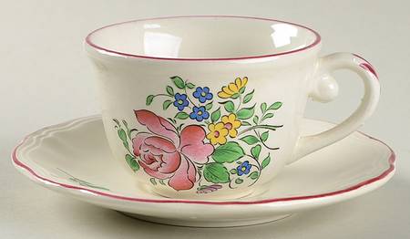 Old Strasbourg (Off White Background) Flat Demitasse Cup & Saucer Set