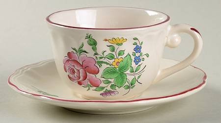 Old Strasbourg (Off White Background) Flat Demitasse Cup & Saucer Set