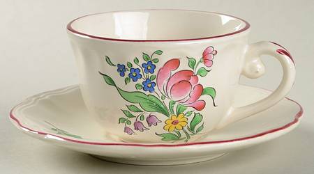 Old Strasbourg (Off White Background) Flat Demitasse Cup & Saucer Set
