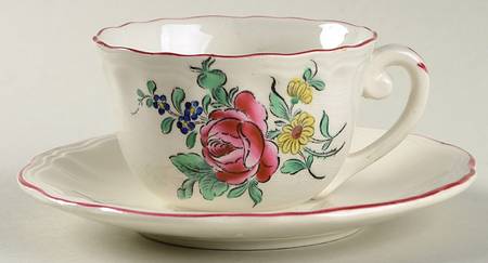 Old Strasbourg (Off White Background) Flat Demitasse Cup & Saucer Set
