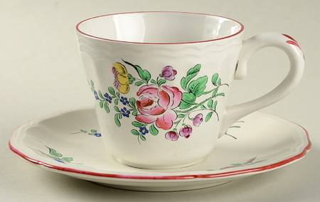 Old Strasbourg (Off White Background) Flat Cup & Saucer Set