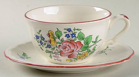 Old Strasbourg (Off White Background) Flat Cup & Saucer Set