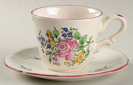 Old Strasbourg (Off White Background) Flat Cup & Saucer Set