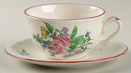 Old Strasbourg (Off White Background) Flat Cup & Saucer Set