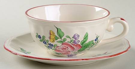 Old Strasbourg (Off White Background) Flat Cup & Saucer Set