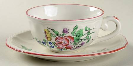 Old Strasbourg (Off White Background) Flat Cup & Saucer Set