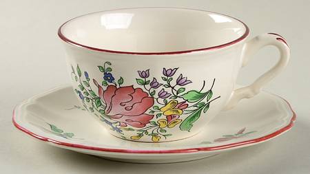 Old Strasbourg (Off White Background) Flat Cup & Saucer Set