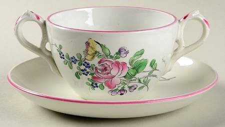 Old Strasbourg (Off White Background) Flat Bouillon Cup & Saucer