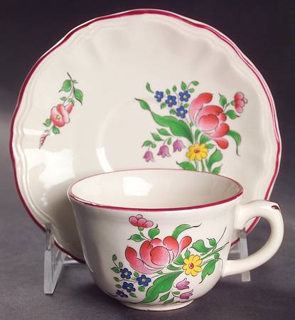 Old Strasbourg (Off White Background) Flat Demitasse Cup & Saucer Set