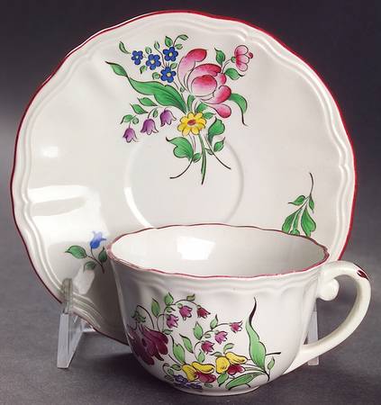 Old Strasbourg (Off White Background) Flat Demitasse Cup & Saucer Set