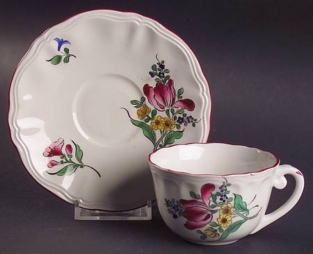 Old Strasbourg (Off White Background) Flat Demitasse Cup & Saucer Set
