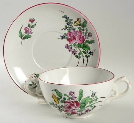 Old Strasbourg (Off White Background) Flat Cream Soup Bowl & Saucer Set