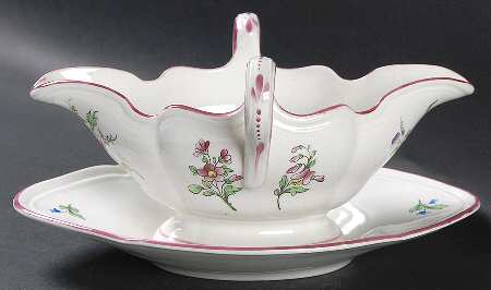 Old Strasbourg (Off White Background) Gravy Boat with Attached Underplate