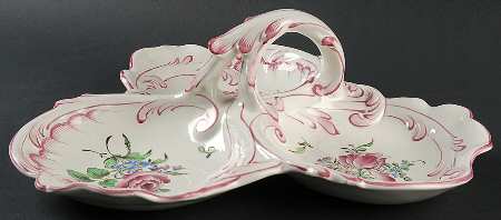 Old Strasbourg (Off White Background) 3-Part Relish with Center Ceramic Handle