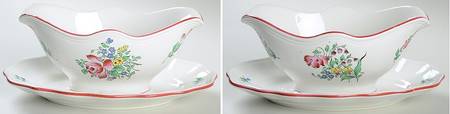 Old Strasbourg (Off White Background) Gravy Boat with Attached Underplate