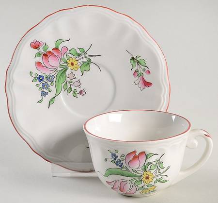Old Strasbourg (Off White Background) Flat Demitasse Cup & Saucer Set