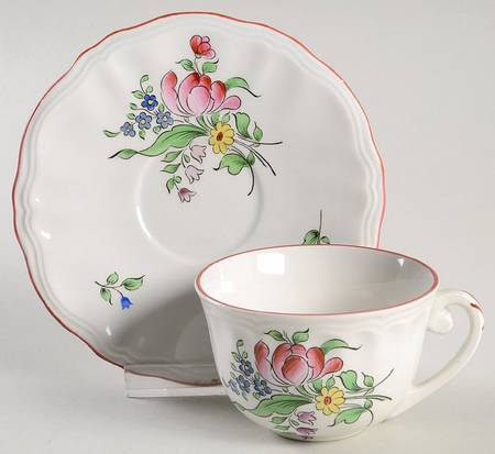 Old Strasbourg (Off White Background) Flat Demitasse Cup & Saucer Set