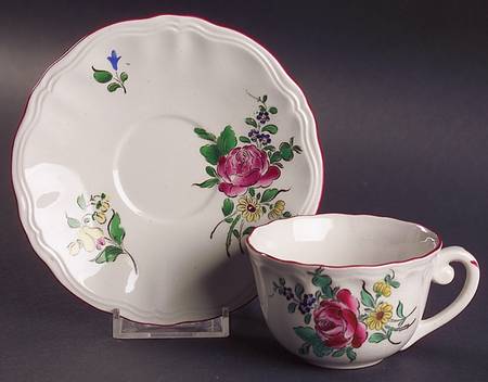 Old Strasbourg (Off White Background) Flat Demitasse Cup & Saucer Set