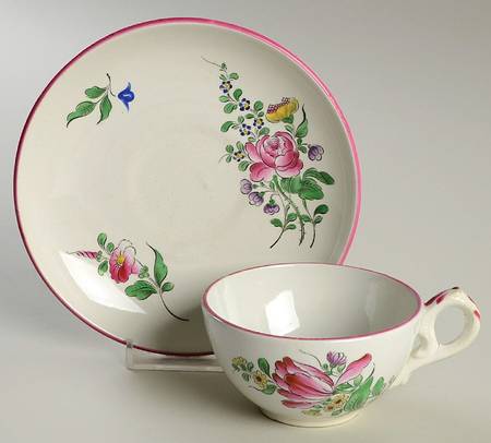 Old Strasbourg (Off White Background) Flat Cup & Saucer Set