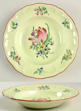 Old Strasbourg (Green Background) Large Rim Soup Bowl