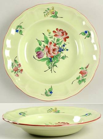 Old Strasbourg (Green Background) Large Rim Soup Bowl