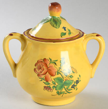 Old Strasbourg (Yellow Background, Roses) Sugar Bowl & Lid
