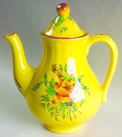 Old Strasbourg (Yellow Background, Roses) Coffee Pot & Lid