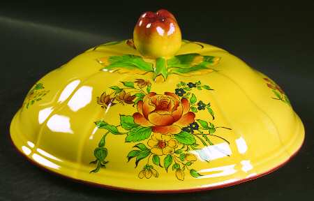 Old Strasbourg (Yellow Background, Roses) Lid for Large Round Vegetable