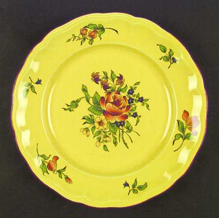 Old Strasbourg (Yellow Background, Roses) Dinner Plate