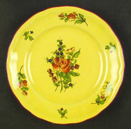 Old Strasbourg (Yellow Background, Roses) Salad Plate