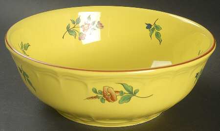 Old Strasbourg (Yellow Background, Roses) 8" Round Vegetable Bowl