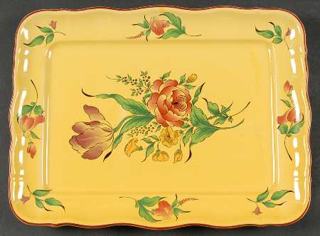 Old Strasbourg (Yellow Background, Roses) 13" Rectangular Serving Platter