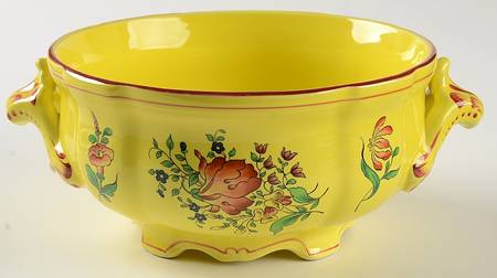 Old Strasbourg (Yellow Background, Roses) Round Vegetable No Lid