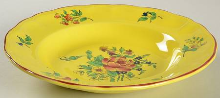 Old Strasbourg (Yellow Background, Roses) Large Rim Soup Bowl
