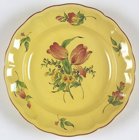 Old Strasbourg (Yellow Background, Roses) 11" Chop Plate (Round Platter)