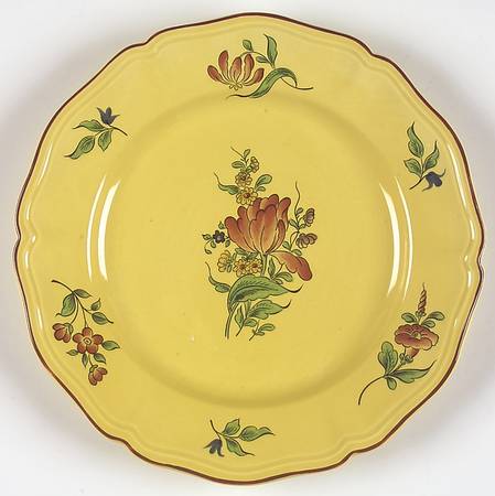 Old Strasbourg (Yellow Background, Roses) Salad Plate
