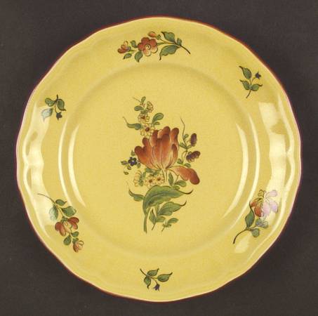 Old Strasbourg (Yellow Background, Roses) Salad Plate