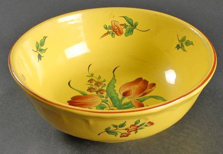 Old Strasbourg (Yellow Background, Roses) 8" Round Vegetable Bowl