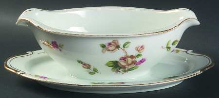 Golden Rose Gravy Boat with Attached Underplate