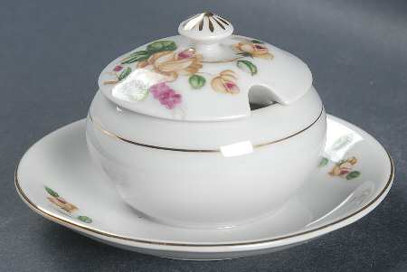 Golden Rose Mustard with Lid & Attached Underplate