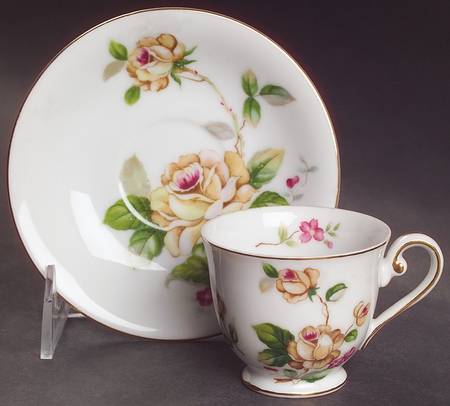 Golden Rose Footed Demitasse Cup & Saucer Set