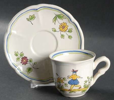 Moustiers Flat Demitasse Cup & Saucer Set