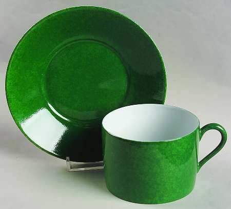 Mouchete Green Flat Cup & Saucer Set