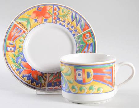 Savanna (Rim) Flat Cup & Saucer Set
