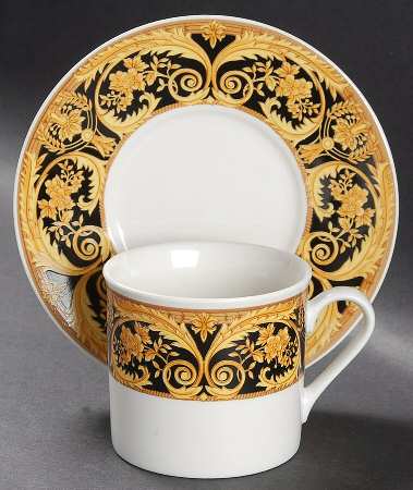 Valetta Black Flat Cup & Saucer Set