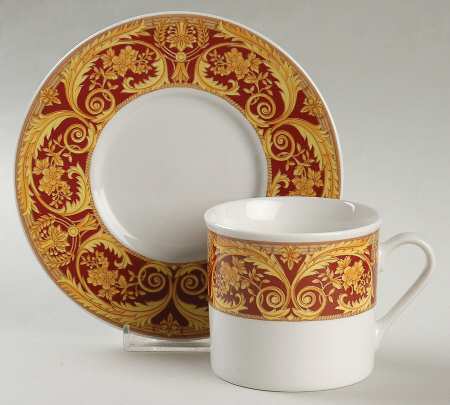 Valetta Red Flat Cup & Saucer Set