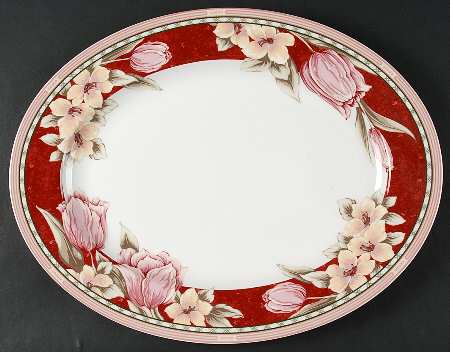 Simply Tulips Sienna 16" Oval Serving Platter