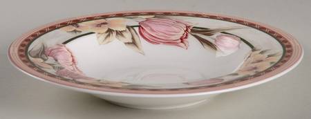Simply Tulips Verdegris Rim Soup Bowl