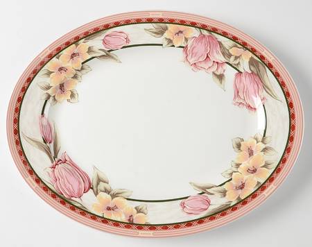 Simply Tulips Verdegris 13" Oval Serving Platter