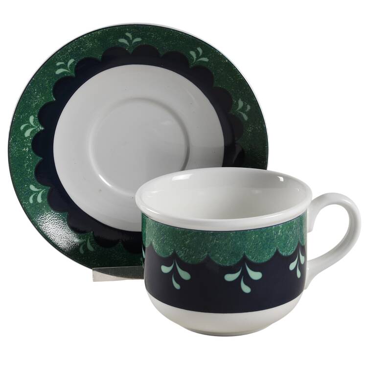 Bedazzle Emerald Flat Cup & Saucer Set